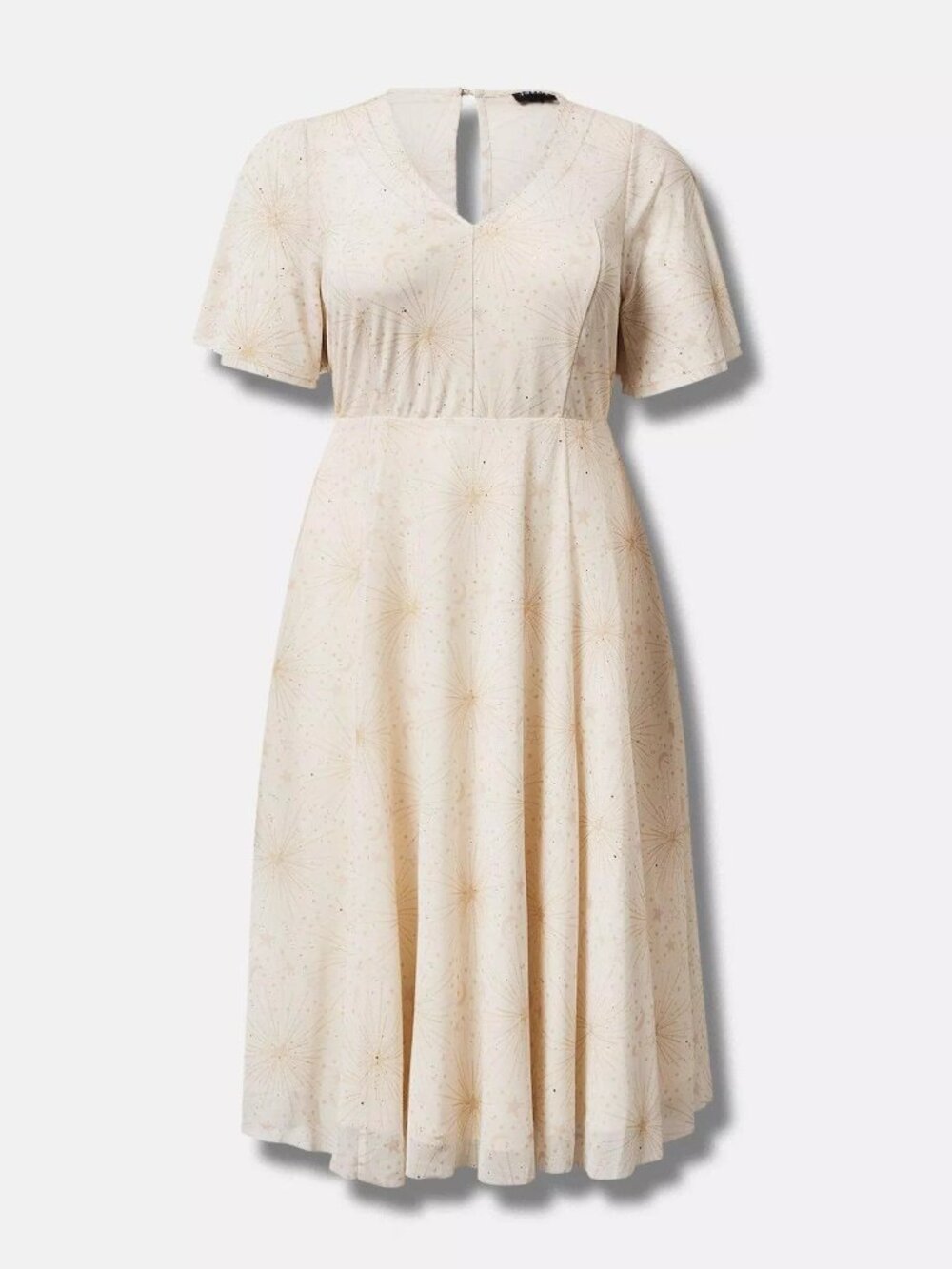Torrid Midi Mesh Flutter Sleeve Dress — Pristine Starburst — Size 16